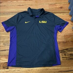 Nike Men's Gray and Purple Polo LSU Shirt